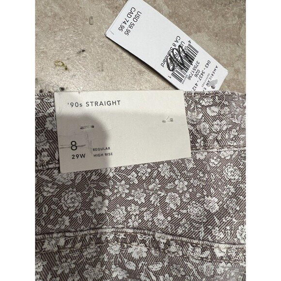 American Eagle Jeans Womens 8 90's Straight Leg Regular Floral Flower AOP NEW - Picture 10 of 12